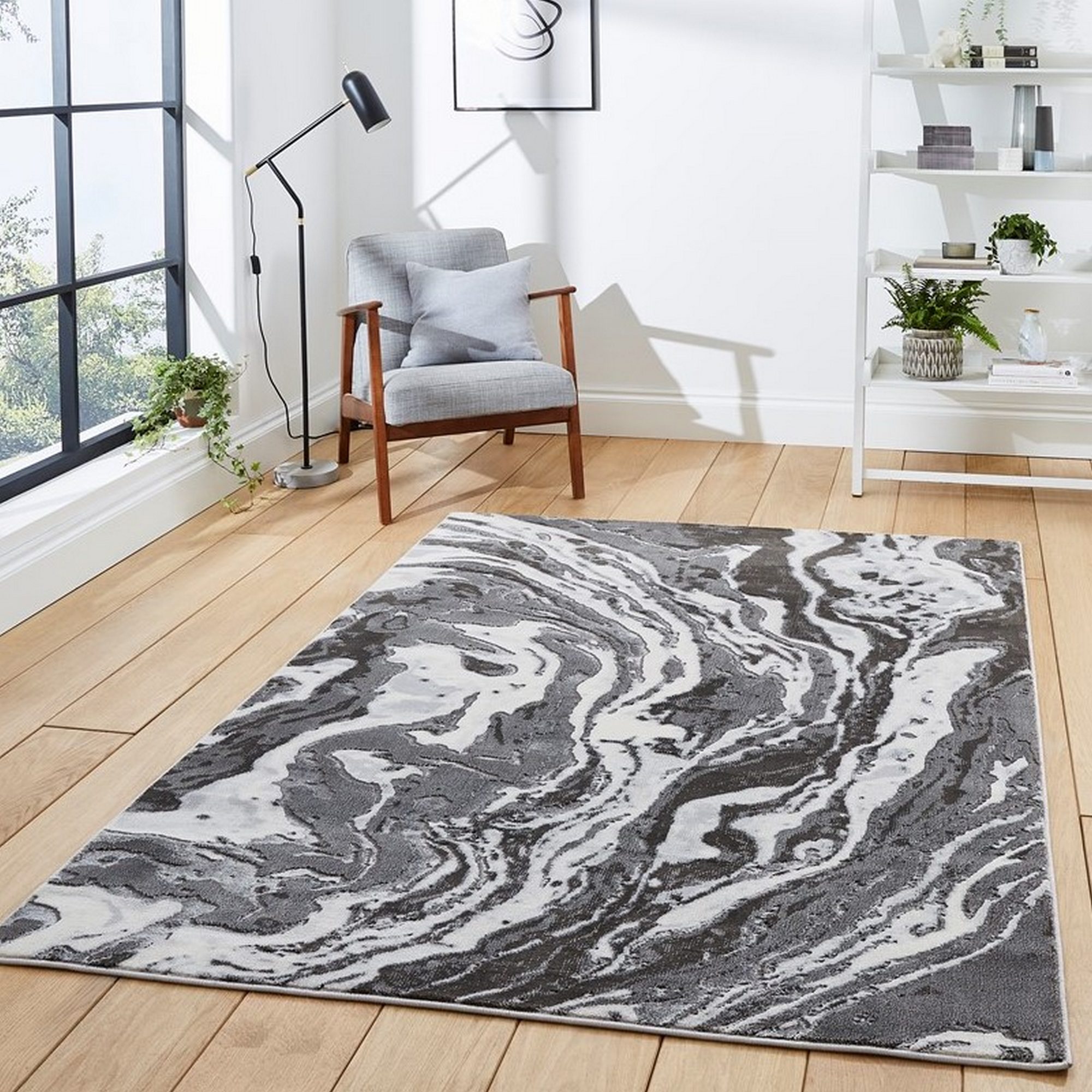 Apollo Gr584 Modern Marble Textured Rugs In Grey